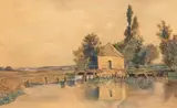Moulin sur le Loir by Eugène Fromentin, Gouache aquarellée, sold Apr 2019