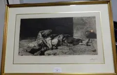 Arabe veillant le corps de son ami by Mariano Fortuny y Madrazo, Aquatinte, sold Jun 2019