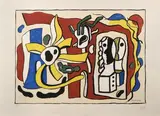 D'APRES Composition aux bustes et aux plantes by Fernand Léger, Lithographie en couleur, sold Jun 2019