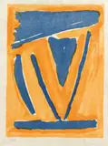 Composition orange et bleue by Bram van Velde, Lithographie sur Japon nacré, sold Jun 2019