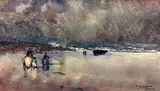 Retour des pêcheurs en Bretagne by Ernest Guérin, Aquarelle, sold Jun 2019