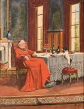 Cardinal et son chien by François Joseph Girot, Aquarelle, sold Jun 2019