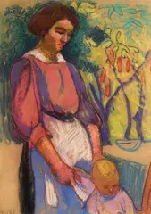Mère et enfant by Jean Peske, Pastel, sold Jun 2019