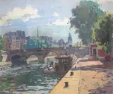 Vue du Pont-Marie by Henri Jean Pontoy, Gouache, sold Jun 2019