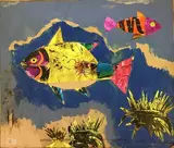 Poisson by Nicolas Issaiev, Technique mixte et collage sur papier, sold May 2019