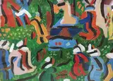 Personnages au parc by Serge Shart, Gouache, sold May 2019