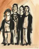 La famille by Emmanuel Mané-Katz, Lavis d'encre de Chine et aquarelle, sold May 2019