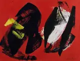 Composition by Gérard Ernest Schneider, 1971, Gouache sur papier marouflé sur toile, sold May 2019