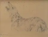 Chien hurlant by Rosa Bonheur, Crayon noir sur papier calque, sold Apr 2024