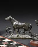 Djin, cheval à la barrière by Pierre-Jules Mêne, Bronze à patine brune signé, sold Apr 2024