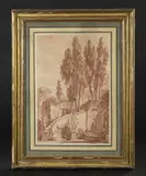 Vue d'un escalier de la Villa d'Este by Jean-Simon Berthélemy, Sanguine, sold Mar 2024
