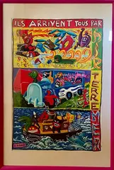 Ils arrivent tous par Air Terre et Mer" by Hervé Di Rosa, 1983, Affiche en couleurs, sold Jul 2024