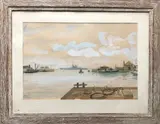 Le Richelieu à Cherbourg by Hervé Baille, Aquarelle sur papier signée en bas à gauche, sold Jul 2024