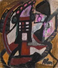 Sans titre by Jean-Michel Atlan, 1952, Huile, pastel et fusain sur toile, sold Jun 2024