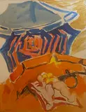 Sans titre [Le maillot jaune] by Édouard Pignon, 1971, Aquarelle encre (lavis) et gouache sur papier, sold Jun 2024