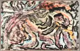 Règlement paciﬁque by Jean Raine, 1971, Technique mixte, pastel et encre (lavis) sur papier contrecollé sur carton, sold Jun 2024