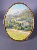 Route de Saint Même, Saint-Pierre d'Entremont, Savoie (73) by Gabriel Brun-Buisson, Aquarelle à vue ovale, sold Jun 2024
