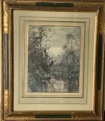 Sous-bois au crépuscule by Émile Noirot, Aquarelle, sold Jun 2024