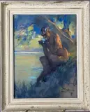Faune près d'un étang by Louis Fortuney, Pastel, sold Jun 2024