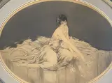 La joueuse de cartes by Louis Icart, Lithographie en couleurs, à vue ovale, sold Jun 2021