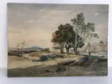 Paysage italien by Jean-Joseph Bellel, Aquarelle sur papier, sold Jun 2021