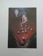 1979 Billard contre plongée by Jean-Claude Meynard, Lithographie sur papier, dédicacé en bas à gauche et daté, sold Mar 2005