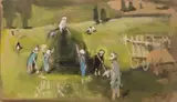 Fenaison by Pierre Eugène Montézin, Gouache sur papier, sold Apr 2023