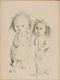 Deux fillettes by Léonard-Tsuguharu Foujita, Lithographie sur papier, sold Apr 2023