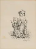 Jeunes enfants by Léonard-Tsuguharu Foujita, Lithographie sur papier, sold Apr 2023