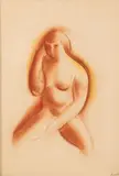 Étude de nu by Charles Biederman, 1993, Sanguine et pastel sur papier, sold Apr 2023