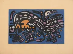 La nuit by Alfred Manessier, 1957, Lithographie en couleurs sur papier, sold Mar 2023