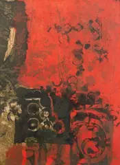 Rouge, noir et ocre by Antoni Clavé, 1970, Lithographie en couleurs sur papier, sold Mar 2023