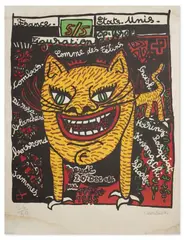 Figuration Libre, Comme des Félins by Robert Combas, 1984, Lithographie en couleurs sur papier, sold Mar 2023
