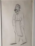 Le serveur by Antoine de Saint-Exupéry, Crayon noir et estompe N°, sold Jul 2020