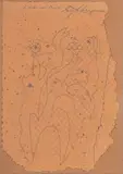 Dessin automatique aux animaux by Paul Éluard, Crayon noir sur papier de nappe de restaurant déchirée Dédicace autographe en haut à droit, sold Jul 2020