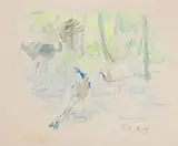 Autruches et Paons au Jardin d'Acclimatation by Berthe Morisot, Aquarelle sur papier, sold Nov 2019
