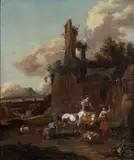 Bergères dans un paysage by Dirck van Bergen, Toile, sold Nov 2019