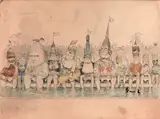 Le bain de pieds international by Jean Veber, 1900, Crayon, encre et rehauts d'aquarelle, sold Nov 2019