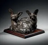 Deux fennecs by Robert Glen, 1993, Bronze à patine brune signé et daté, sold Nov 2019