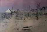 La Fleur de l'âge. Le cimetière des détenus by Sándor Trauner, Encre, aquarelle et gouache sur papier, sold Oct 2019