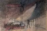 La Chambre de Desdémone, décor pour Othello (Orson Welles) by Sándor Trauner, Encre, aquarelle et gouache sur papier, sold Oct 2019