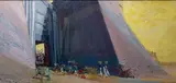 La Terre des Pharaons (Howard Hawks). L'Entrée de la Cité by Sándor Trauner, Encre, aquarelle et gouache sur carton, sold Oct 2019