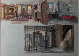 Romanoff and Juliet (Peter Ustinov). L'intérieur de l'ambassade by Sándor Trauner, Gouache sur carton, sold Oct 2019