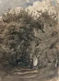 Chemin creux à Trouville by Paul Huet, Aquarelle, sold Jun 2019
