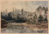 Maisons au bord de l'eau by Paul Huet, Aquarelle, sold Jun 2019