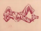 Homme couché, 13 nov. 1950 by Jean Hélion, Pastel rouge sur papier vergé rose, sold Jun 2019