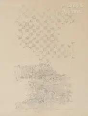 Le jardin et la ville IV by François Rouan, Technique mixte (crayon et feutre) sur papier d’Arches signée, sold Sep 2023