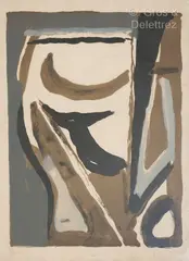 Composition by Bram van Velde, Lithographie en couleurs, sold Sep 2023