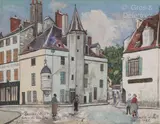Maison du Colombier, Beaune (Côte d’or) by Maurice Utrillo, 1927, Gouache sur papier, sold Jun 2023