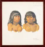 Portrait de deux Zaparos by Joaquín Pinto, 1889, Gouache sur papier signée, sold Jun 2023